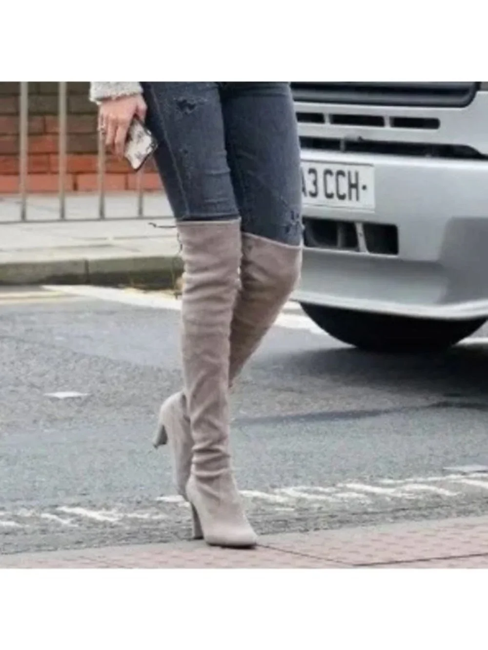 Stuart Weitzman Highland Women's Size 6.5 Taupe Over The Knee Heeled Boots